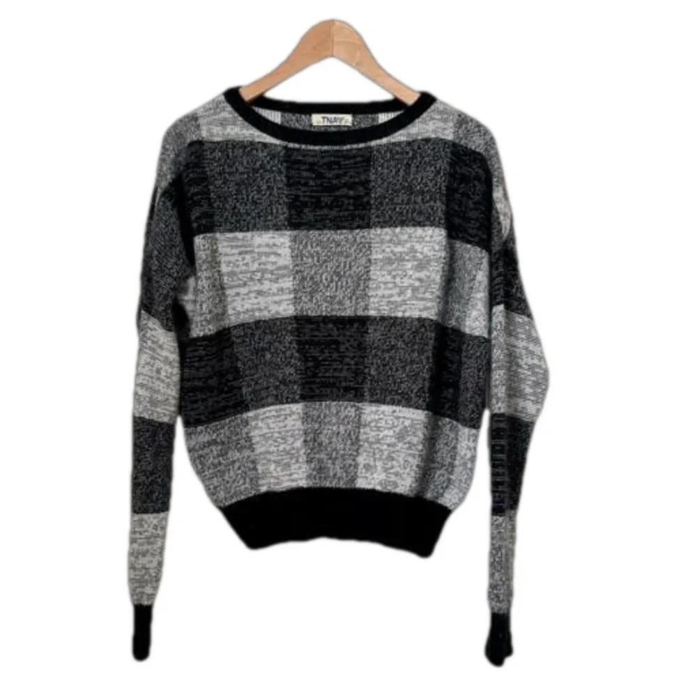 TNA Angora/Cashmere blend black and white plaid sweater. Size XS. - Picture 2 of 6
